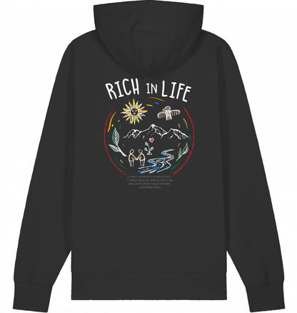 RICH IN LIFE Organic Hoodie Black