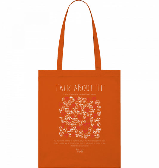 TALK ABOUT IT Organic Tote Bag Bright Orange