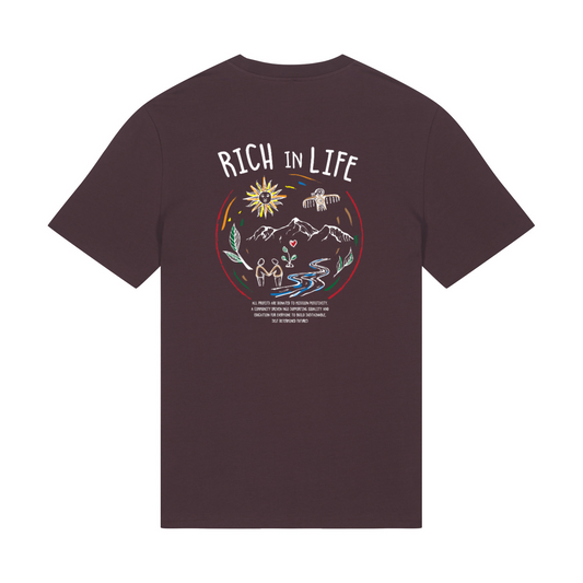 RICH IN LIFE Organic T-Shirt RED BROWN | Stanley&Stella