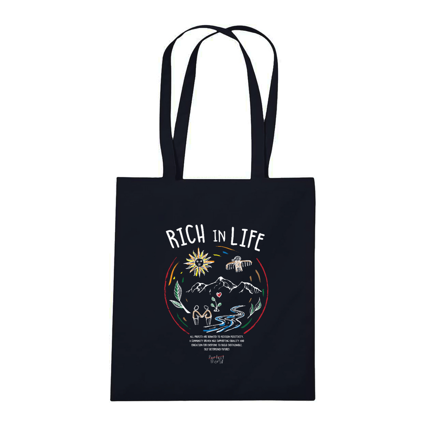 RICH IN LIFE Organic Tote Bag Black