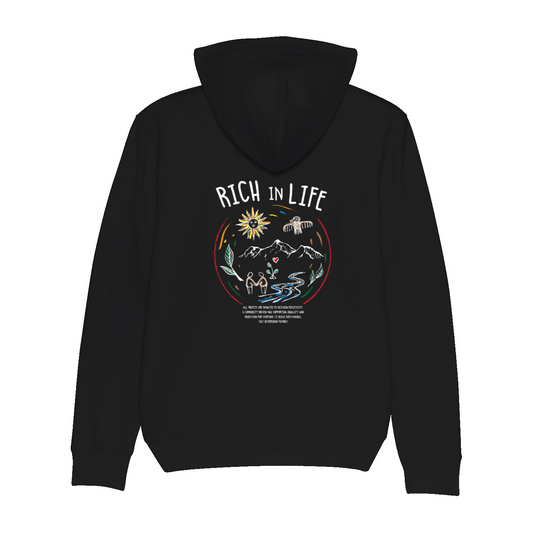 RICH IN LIFE Organic Hoodie Black | Stanley&Stella
