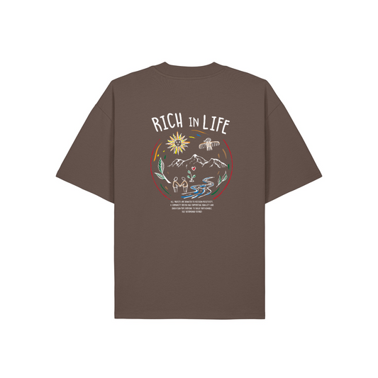 Rich In Life Organic Oversized Shirt Mocha | Stanley&Stella
